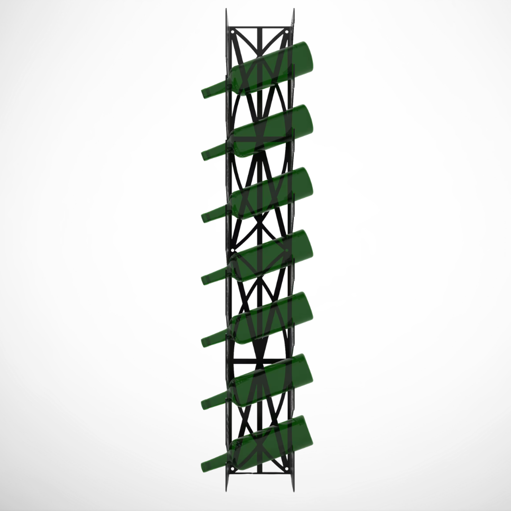 Decorative metal wine rack featuring vineyard-inspired details and secure bottle storage