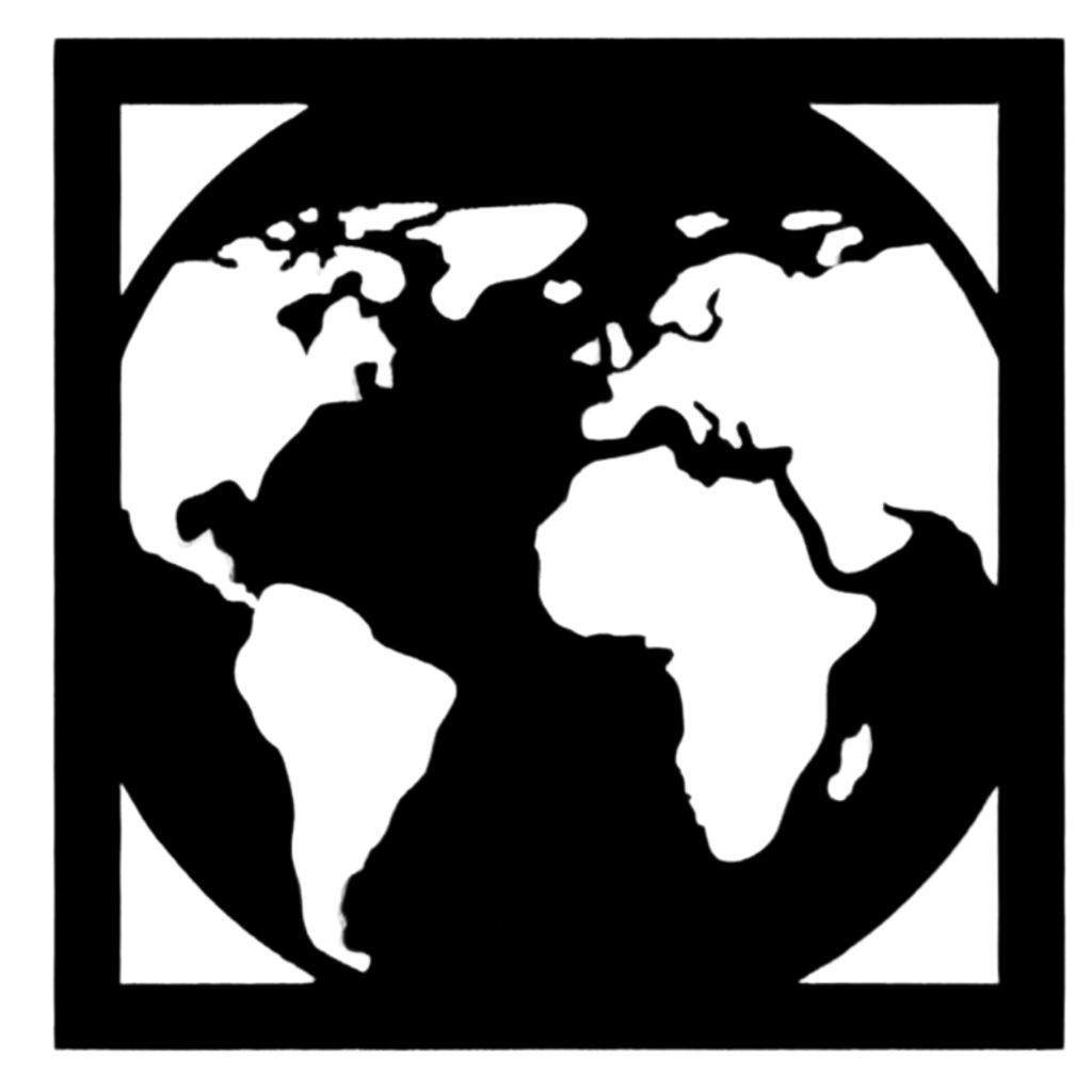 Wanderlust World | World Map Metal Wall Art featuring a modern world map design precision cut from black powder-coated steel within a stylish square metal frame.