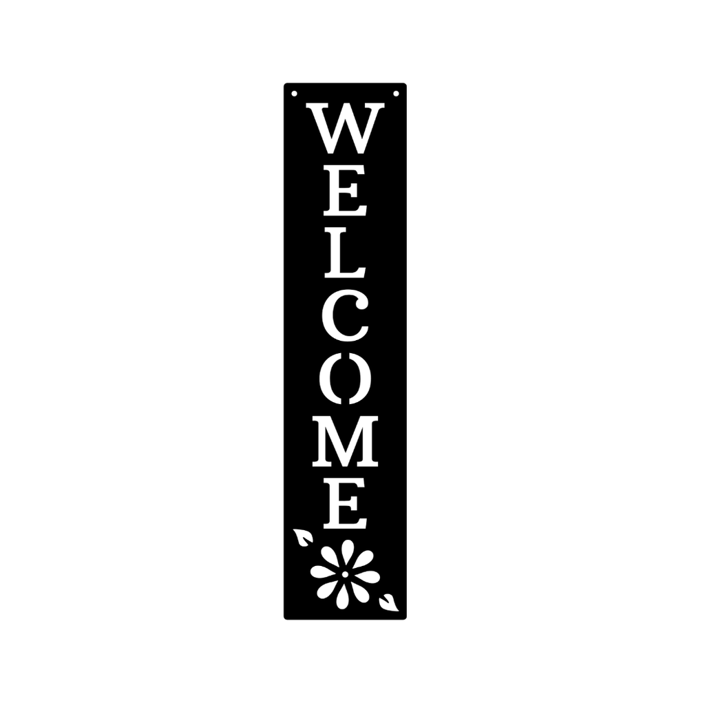 Warm Welcome | Welcome Vertical Metal Wall Sign crafted from premium laser-cut powder-coated steel.