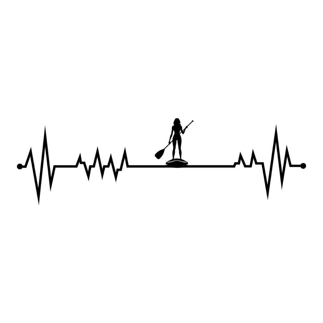 Waterbound | Hers SUP Heartbeat Metal Wall Art crafted from premium laser-cut powder-coated steel.