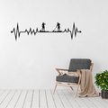 Waterbound Duo | Paddleboarding Heartbeat Metal Wall Art displayed in a modern living room.