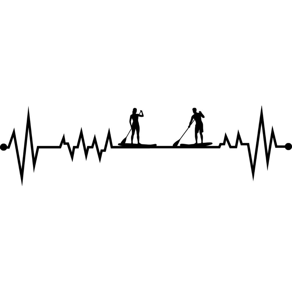 Waterbound Duo | Paddleboarding Heartbeat Metal Wall Art crafted from premium laser-cut powder-coated steel.