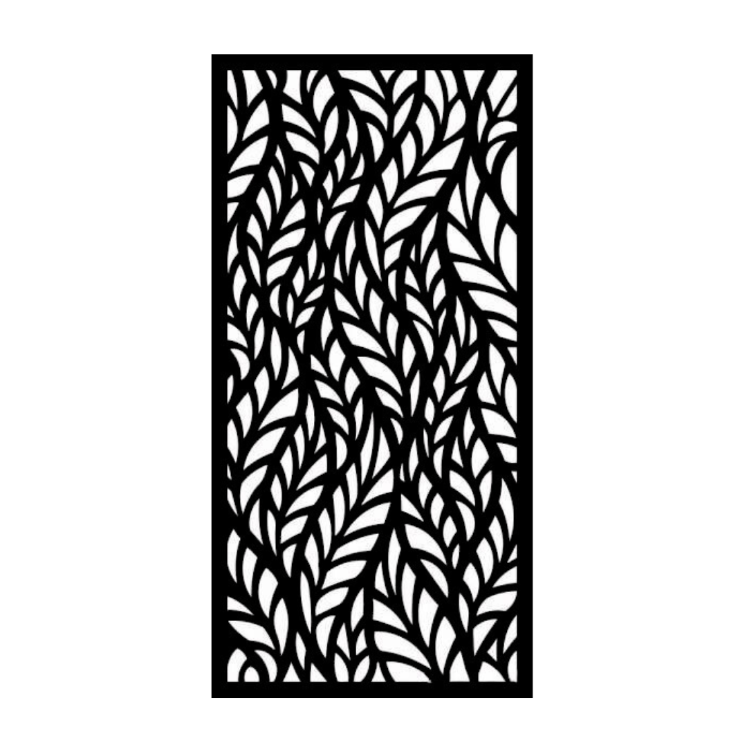 Waving Canopy decorative metal privacy panel isolated on a white background featuring graceful leaf detailing
