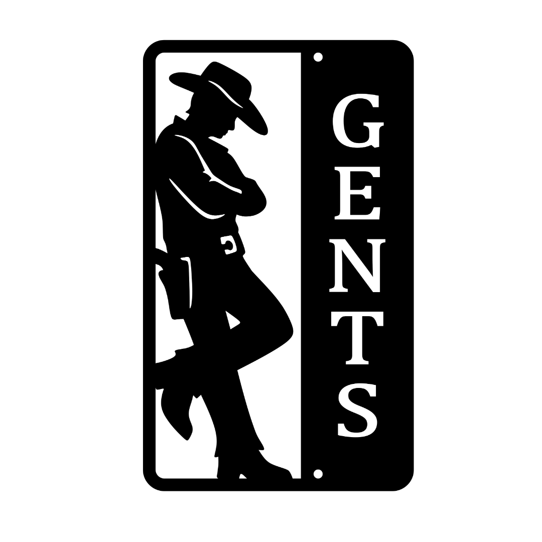 Western Trails | Gents Western Bathroom Metal Sign crafted from premium laser-cut powder-coated steel.
