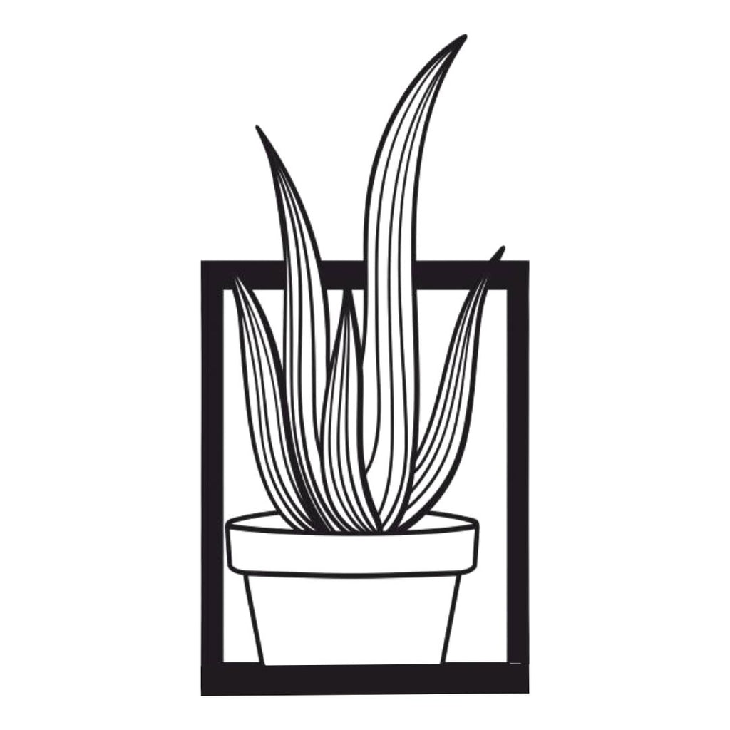 Snake plant metal wall art modern botanical design extending beyond frame