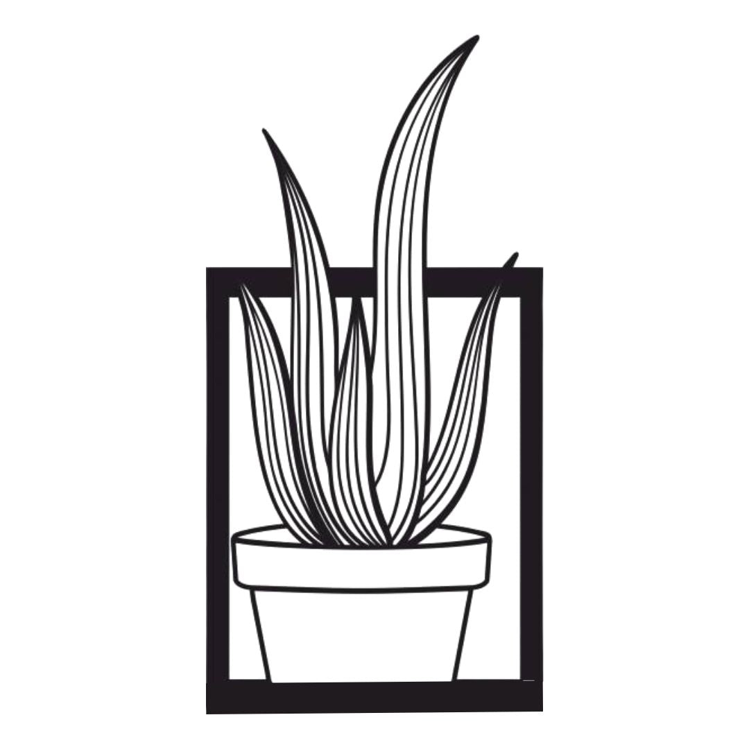 Snake plant metal wall art modern botanical design extending beyond frame