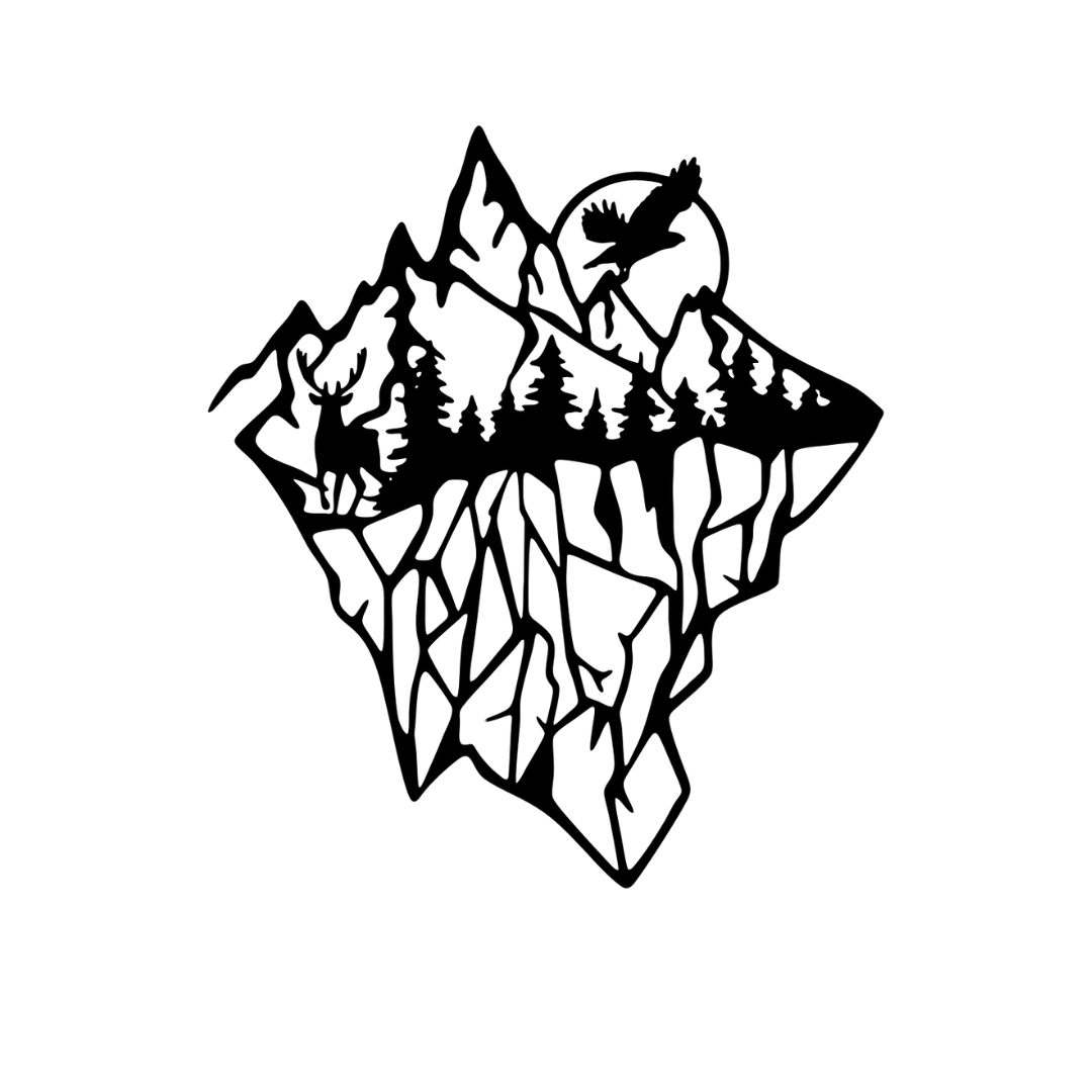 Deer mountain metal wall art wildlife landscape design
