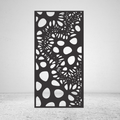 Wildwood organic botanical metal privacy screen with large leaf-like forms and intricate foliage-inspired detailing