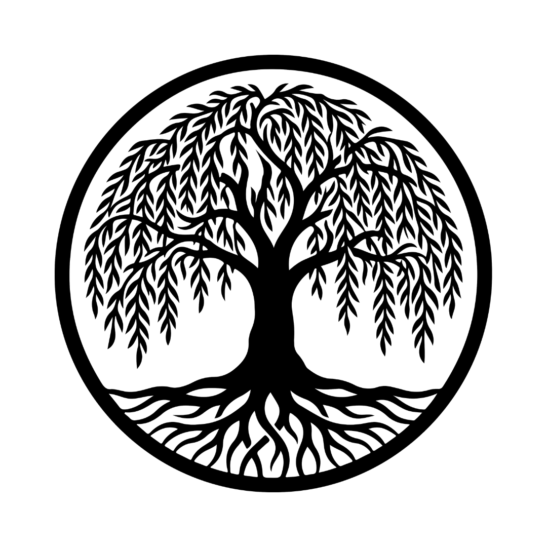 Willow Grace weeping tree metal wall art on a white background