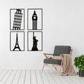 World Icons | Landmark Metal Wall Art Collection displayed in a contemporary living room.