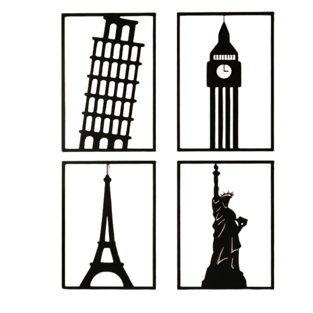 World Icons | Landmark Metal Wall Art Collection crafted from premium laser-cut powder-coated steel.