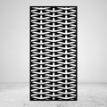 Woven Flow contemporary metal privacy screen featuring a repeating interlaced pattern of curved horizontal strips